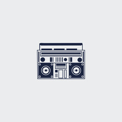 Boombox Outline Illustration. Perfect for music-related projects, retro themes, and branding.