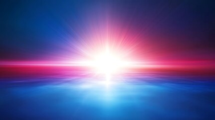 Abstract Bright Light Radiating Across Colorful Horizon