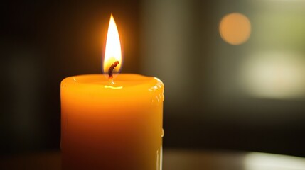 Candle flame illuminating a sacred space during a festive occasion symbolizing devotion and spirituality