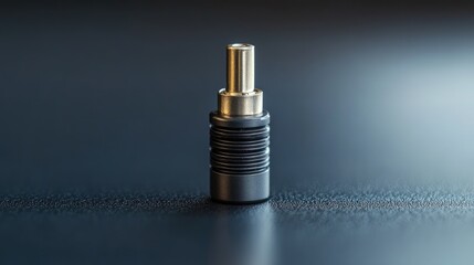 Close up of a 3.5mm audio jack on a textured surface showcasing its design and features in a professional setting.