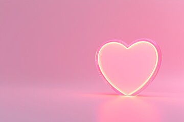 Pink neon heart, studio backdrop.