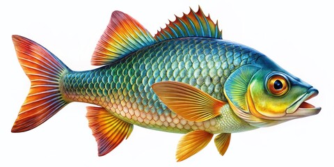 Naklejka premium Isolated Colorful Fish on White Background - Stock Photo