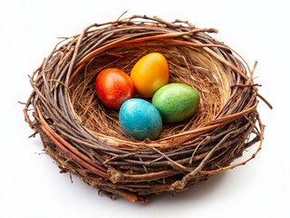 Obraz premium Isolated Modern Bird Nest Architectural Design Element, White Background