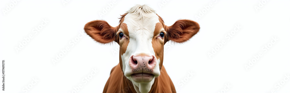 Poster A Cow With A Surprised Expression Is Isolated Against A Clean White Background In A Simple Yet Striking Image. 00002