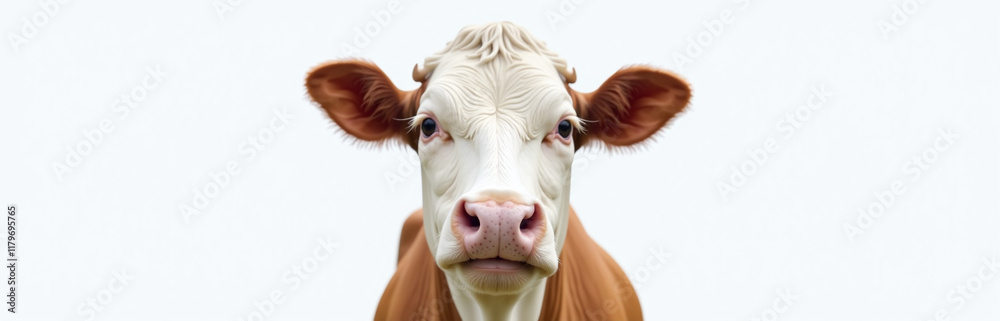 Aufkleber a cow with a surprised expression is isolated against a clean white background in a simple yet strik
