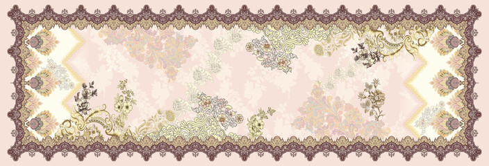 Pakistani Dupatta for digital print.Digital Dupatta design.