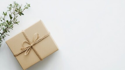 Cardboard box with twine on white background for packaging and shipping design mockup with blank space for branding or marketing purposes