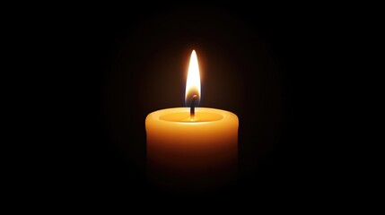 Burning Candle Illuminating Darkness with Warm Light and Soft Shadows