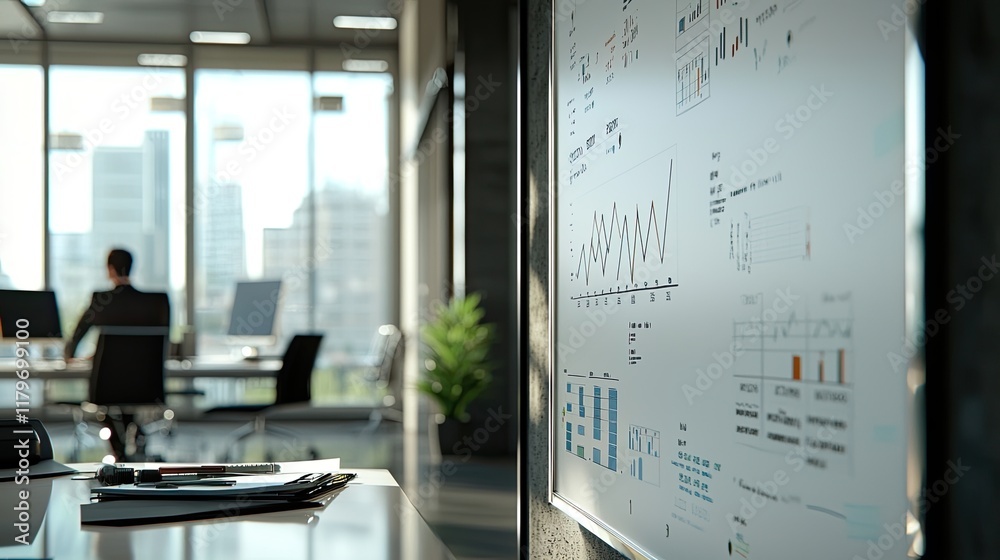 Aufkleber professional business office with data presentation and modern workspace environment