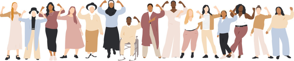 Fototapeta premium Women show their strength. International Women's Day 2025 concept. #AccelerateAction