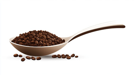 Spoon with coffee or cocoa isolated on white background. Spoon side view. Vector stock
