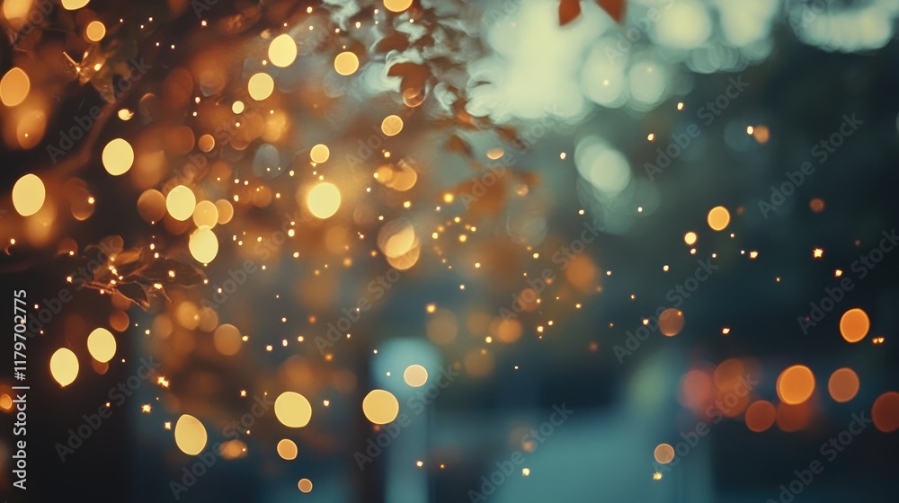 Aufkleber bokeh effect with warm glowing lights and soft natural background creating a dreamy and tranquil atm