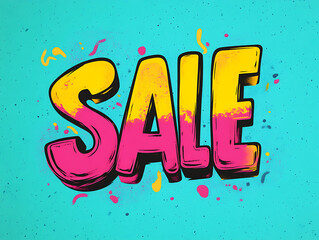 The word SALE is in gradient pink and yellow font