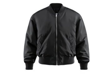 Blank bomber jacket template. Lightweight bomber jacket with sporty, versatile appeal. Transparent background.