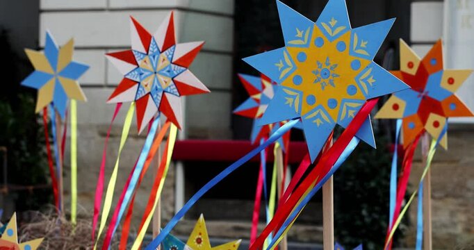Ukrainian national Christmas star decoration for design purpose