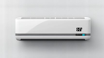 Air conditioner with climate control technology. Split system with cold wind flows. Vector realistic mockup of white air purifier for home and office isolated on transparent background
