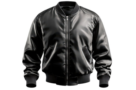 Blank bomber jacket template. Lightweight bomber jacket with sporty, versatile appeal. Transparent background.