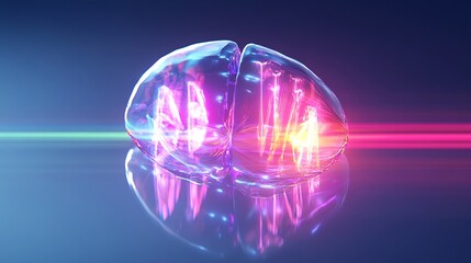 Obraz premium Glowing 3D Render: Futuristic Brain Anatomy Illustration, Vibrantly Illuminated. AI Generated
