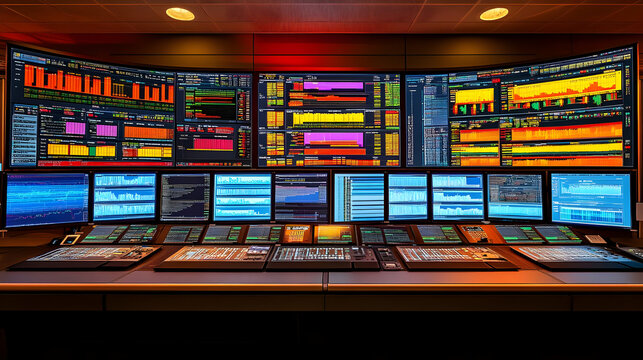 Curved Monitor Array: A Realistic Image of a Data Center Control Room