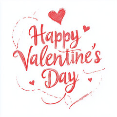 Red Cursive "Happy Valentine's Day" Text on White Background