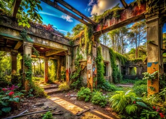 Fototapeta premium Kelly Park State Park: Abandoned Ruins & Overgrown Nature - Urban Exploration Photography