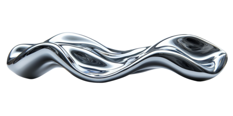 Abstract Metallic Sculpture with Flowing Design Isolated on transparent background