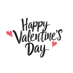 Black Cursive "Happy Valentine's Day" Text on White Background