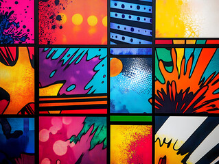 Vibrant patterns, abstract shapes, vibrant and eye-catching