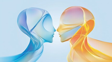 Gemini Dual Harmony. The 3rd zodiac sign. Two abstract Gemini figures intertwined in harmony, with a gradient of blue and yellow.