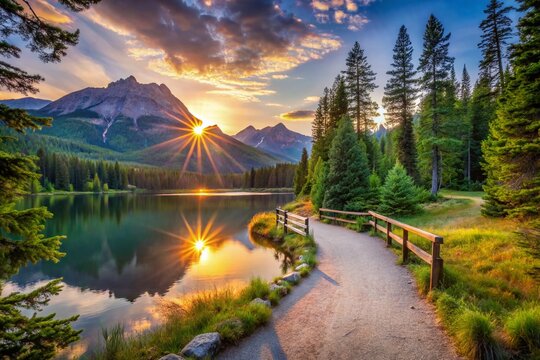 Lake Twenty Two Trailhead: Majestic Mountain Lake Trail Entrance at Sunrise