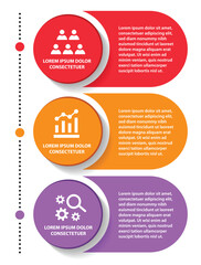 3 steps infographic template with 3 options. Flowchart that can be used for business report, data visualization and presentation. Timeline infographic elements vector illustration.