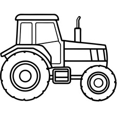 Tractor vector logo icon line art illustration 