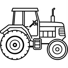 Tractor vector logo icon line art illustration 