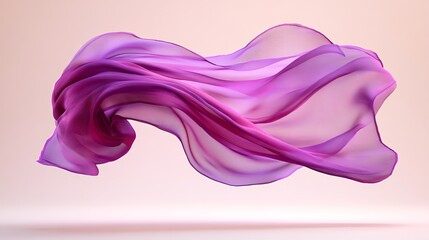 Obraz premium Flowing Purple Fabric, Abstract Design, Dynamic Movement, Soft Lighting, Pale Background