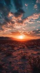 Obraz premium Stunning Desert Sunset over Mountains