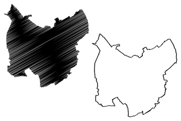 London Borough of Redbridge (United Kingdom of Great Britain and Northern Ireland, Ceremonial county and region Greater London, England) map vector illustration, scribble sketch map