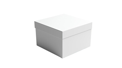 White Square Box with Lid Isolated on a Transparent Background for Packaging and Gift Presentation