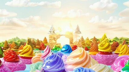 fantasy sweet candy land made candy landscape colorful landscape tree tree candy sweet lollipop sugar magic colourful candy sweet pink illustration fantasy tasty dreamy background fairy tale land - Powered by Adobe