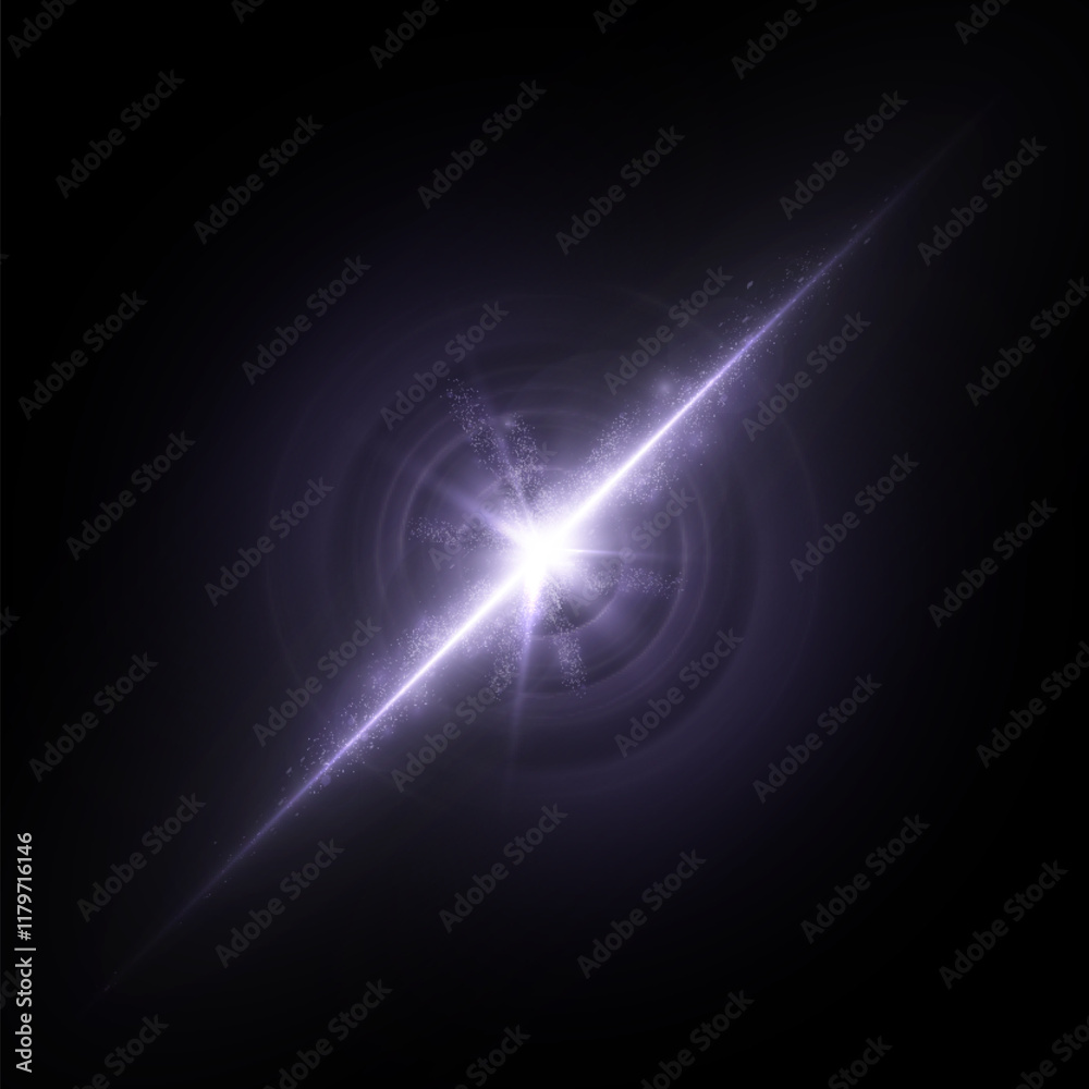 Aufkleber Vivid purple light effect. Abstract glow effect for web design and game interfaces. PNG effect