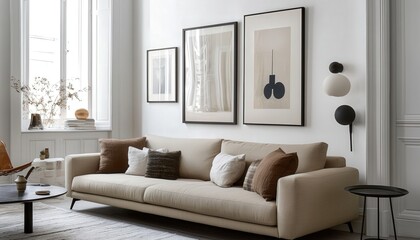Modern Beige Sofa Living Room Interior Design Decor
