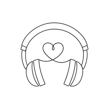 recommend clip art: headphones line art. continuous line music icon