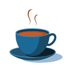 Elegant Coffee Cup Illustration for Branding,Blue Coffee Cup with Steam Flat Vector Illustration