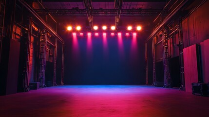 Empty Stage Under Vibrant Lighting Ready for Performance