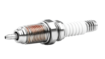 Spark plug isolated on white background for automotive engine maintenance and performance improvement details