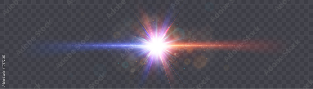 Aufkleber bright blue red glowing light effect. lens reflection light flare. glow effect. starbursts with shim