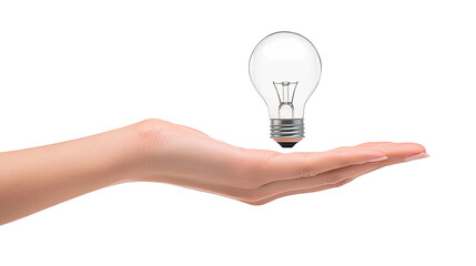A Hand Holding a Floating Light Bulb Symbolizing Ideas, Innovation, and Inspiration in Creative Thinking