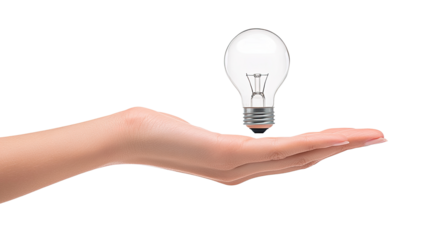 A Hand Holding a Floating Light Bulb Symbolizing Ideas, Innovation, and Inspiration in Creative Thinking