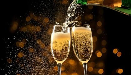 Celebratory champagne toast luxurious setting beverage photography dreamy environment close-up view