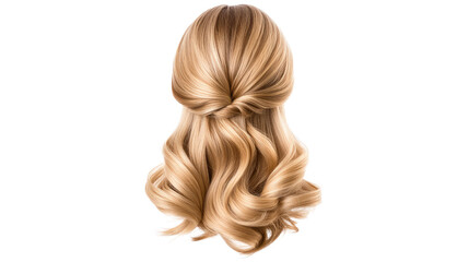 Naklejka premium Elegant Wavy Blonde Hair with Styled Half Updo for Fashion and Beauty Applications