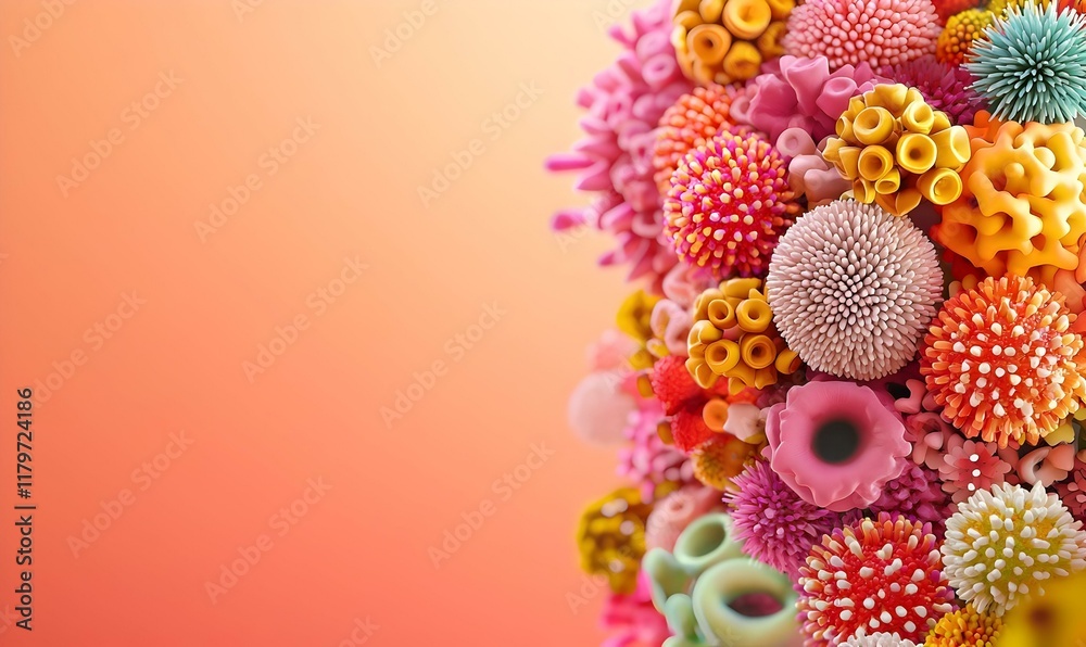 Poster vivid 3d virus representation, showcasing intricate details and warm illumination, emphasizing the c